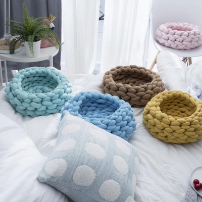 Australian Merino Wool Pet Nest Super Chunky Arm Knitting soft dog bed new design Giant Knitting Big waterproof luxury dog bed